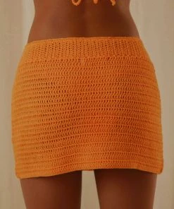 Peppermayo Exclusive Island Sun Crochet Mini Skirt - Tangerine