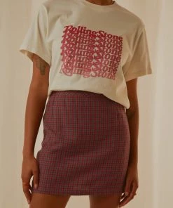 Afends New & Most Loved Highland Check Mini Skirt - Red