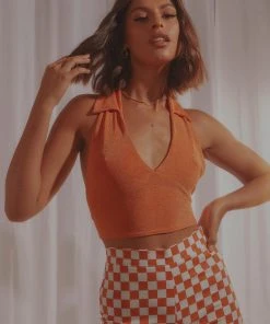 Peppermayo Exclusive Holiday Inn Crop - Orange