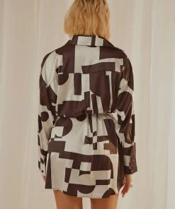 Peppermayo Exclusive Faye Mini Shirt Dress - Black And White Geo 11 Peppermayo Exclusive Faye Mini Shirt Dress - Black And White Geo