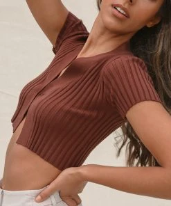 Peppermayo Exclusive New & Most Loved Just Lovers Crop Knit - Choc Brown