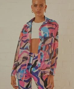 Peppermayo Exclusive Trippy Long Sleeve Sheer Shirt - 80s Retro New & Most Loved 9 Peppermayo Exclusive Trippy Long Sleeve Sheer Shirt - 80s Retro New & Most Loved