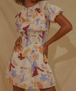 Peppermayo Exclusive Lani Linen Mini Dress - Abstract Resort