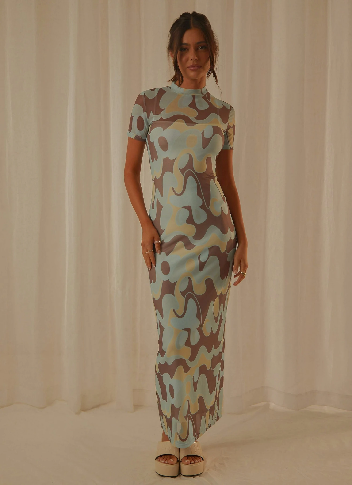 Peppermayo Exclusive Remix Mesh Maxi Dress - Dusty Blue 3 Peppermayo Exclusive Remix Mesh Maxi Dress - Dusty Blue