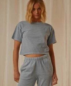 Champion New & Most Loved Vintage Dye Crop Tee - Wildflower Blue