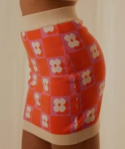 Peppermayo Exclusive Flower Market Knit Mini Skirt - Orange Mod Floral New & Most Loved 12 Peppermayo Exclusive Flower Market Knit Mini Skirt - Orange Mod Floral New & Most Loved