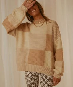 Peppermayo Exclusive Tulum Nights Knit Jumper - Neutral Patchwork