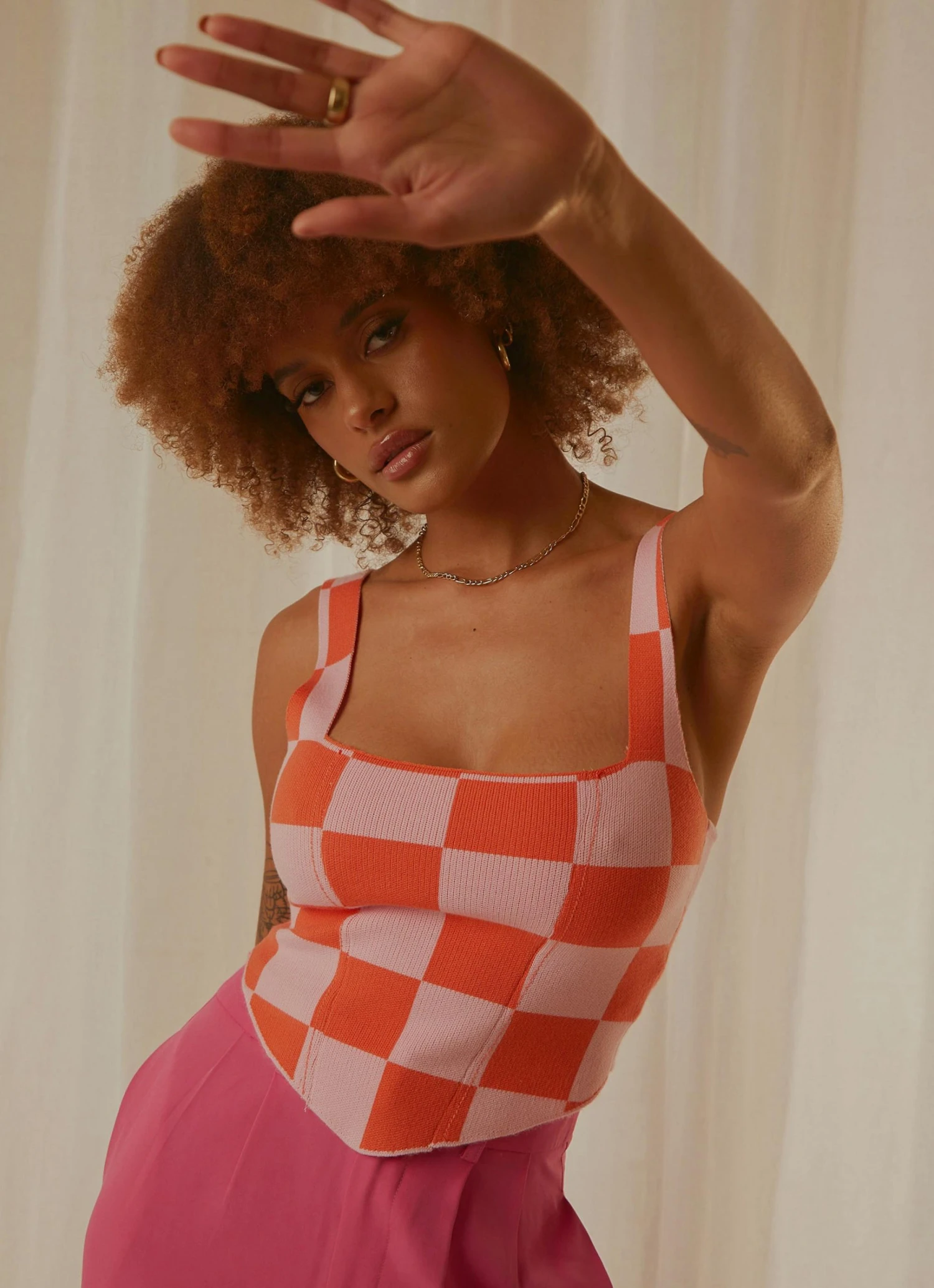 Peppermayo Exclusive New & Most Loved Alfresco Nights Bustier Top - Pink Check 4 Peppermayo Exclusive New & Most Loved Alfresco Nights Bustier Top - Pink Check