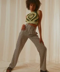 Peppermayo Exclusive New & Most Loved Set The Tone Suit Pants - Choc Warped Check