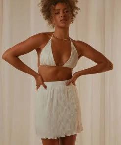 Peppermayo Exclusive Waves Of Light Mini Skirt - Ivory New & Most Loved