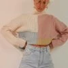 Peppermayo New & Most Loved Residence Knit Sweater - Baby Pink Patchwork