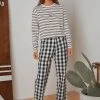 Afends New & Most Loved Gingham Twill Shelby Wide Leg Pant - Black/ White 1 Afends New & Most Loved Gingham Twill Shelby Wide Leg Pant - Black/ White