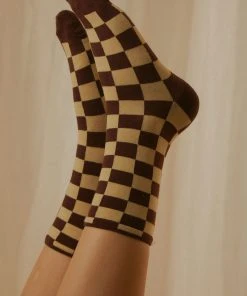 Peppermayo New & Most Loved Checking Out Socks - Choc Brown Check