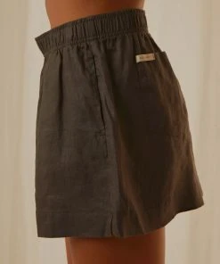 Nude Lucy Nude Linen Lounge Short - Coal
