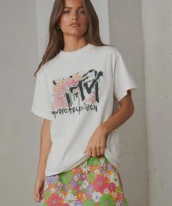 Rolla's Tomboy MTV Tie Dye Tee - White