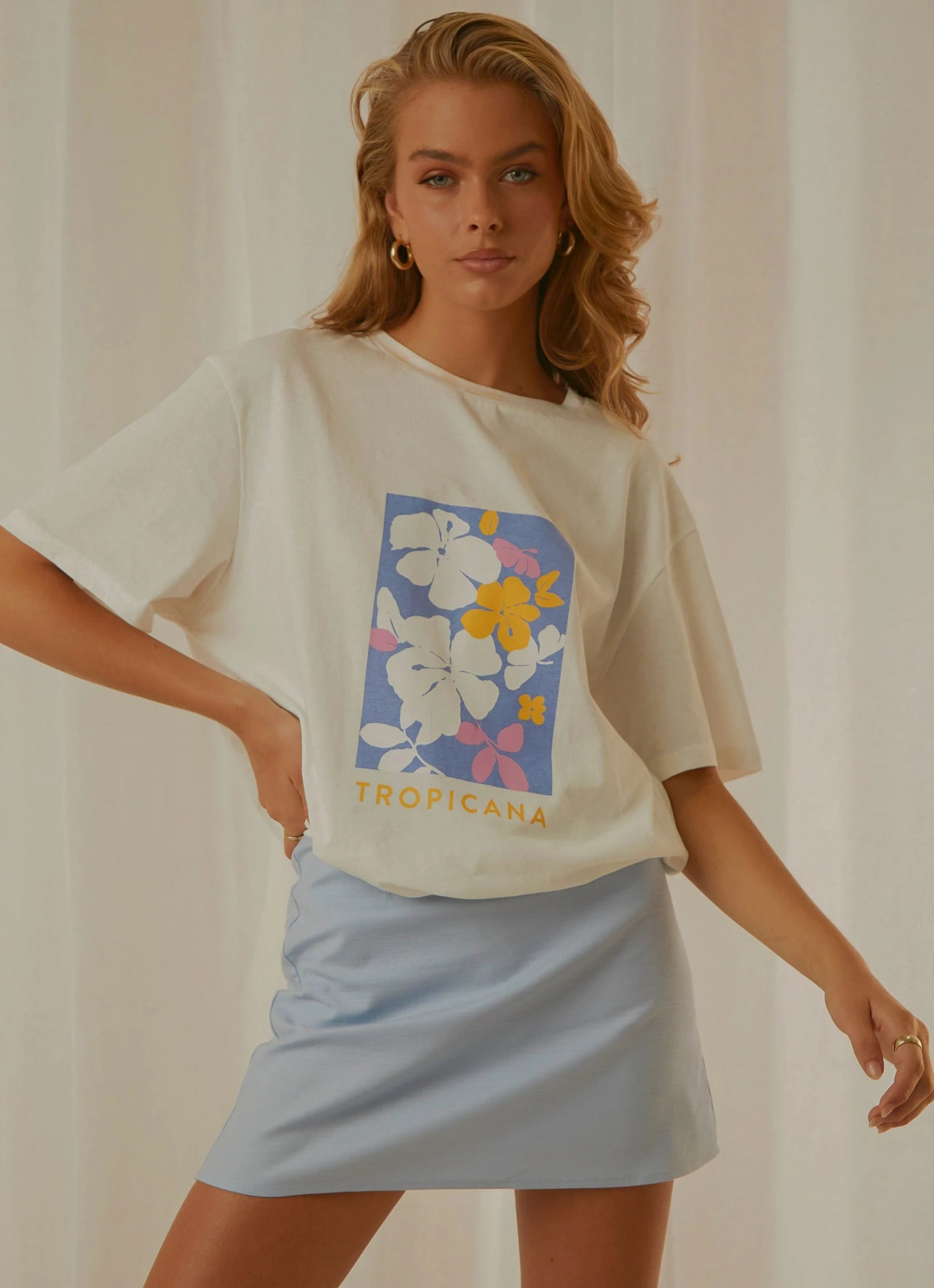 Charlie Holiday Tropicana Boyfriend Tee - White Charlie Holiday Tropicana Boyfriend Tee - White