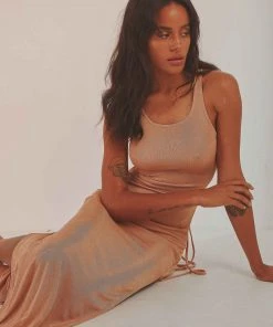 Peppermayo Aura Midi Dress - Beige New & Most Loved