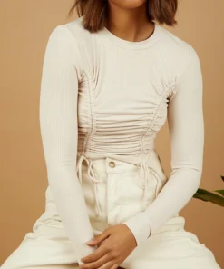 Peppermayo Exclusive Model Watch Top - Light Beige New Tops