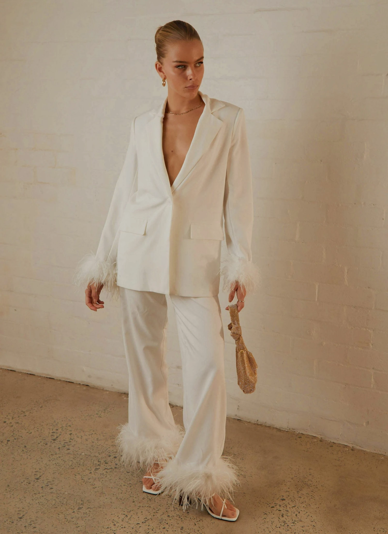 Peppermayo Exclusive Shake It Off Feather Pants - Snow - Pre-Order New & Most Loved 4 Peppermayo Exclusive Shake It Off Feather Pants - Snow - Pre-Order New & Most Loved