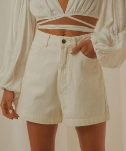 Afends Seventy Threes Organic Denim Short - Off White New & Most Loved