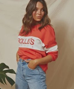 Rolla's Logo Split Sweater - Faded Red 12 Rolla's Logo Split Sweater - Faded Red