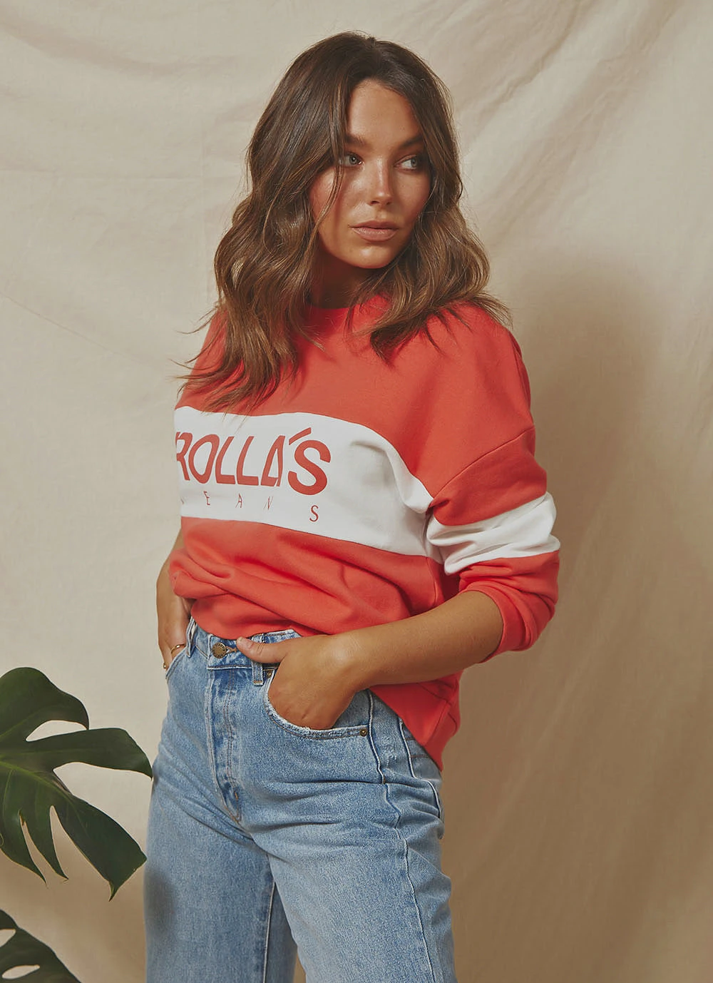 Rolla's Logo Split Sweater - Faded Red 7 Rolla's Logo Split Sweater - Faded Red
