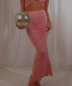 Peppermayo Exclusive On Arrival Midi Skirt - Malibu Pink New & Most Loved