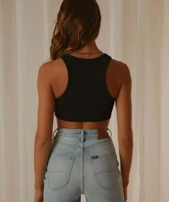 Peppermayo Exclusive Alfie Crop Singlet - Black