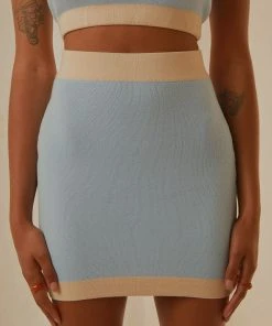 Peppermayo Exclusive Sunday Morning Knit Mini Skirt - Baby Blue