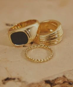 Peppermayo New & Most Loved Turlington Ring Set - Gold & Black