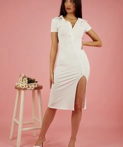 Peppermayo New & Most Loved Portugal Button Midi Dress - White