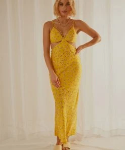 Peppermayo Alessia Midi Dress - Yellow Floral