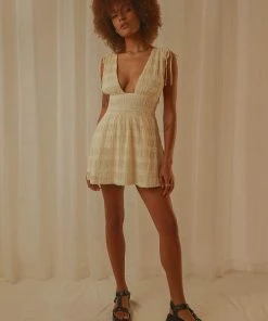 Peppermayo Exclusive Heartbreak Hotel Ruched Mini Dress - Creme 10 Peppermayo Exclusive Heartbreak Hotel Ruched Mini Dress - Creme