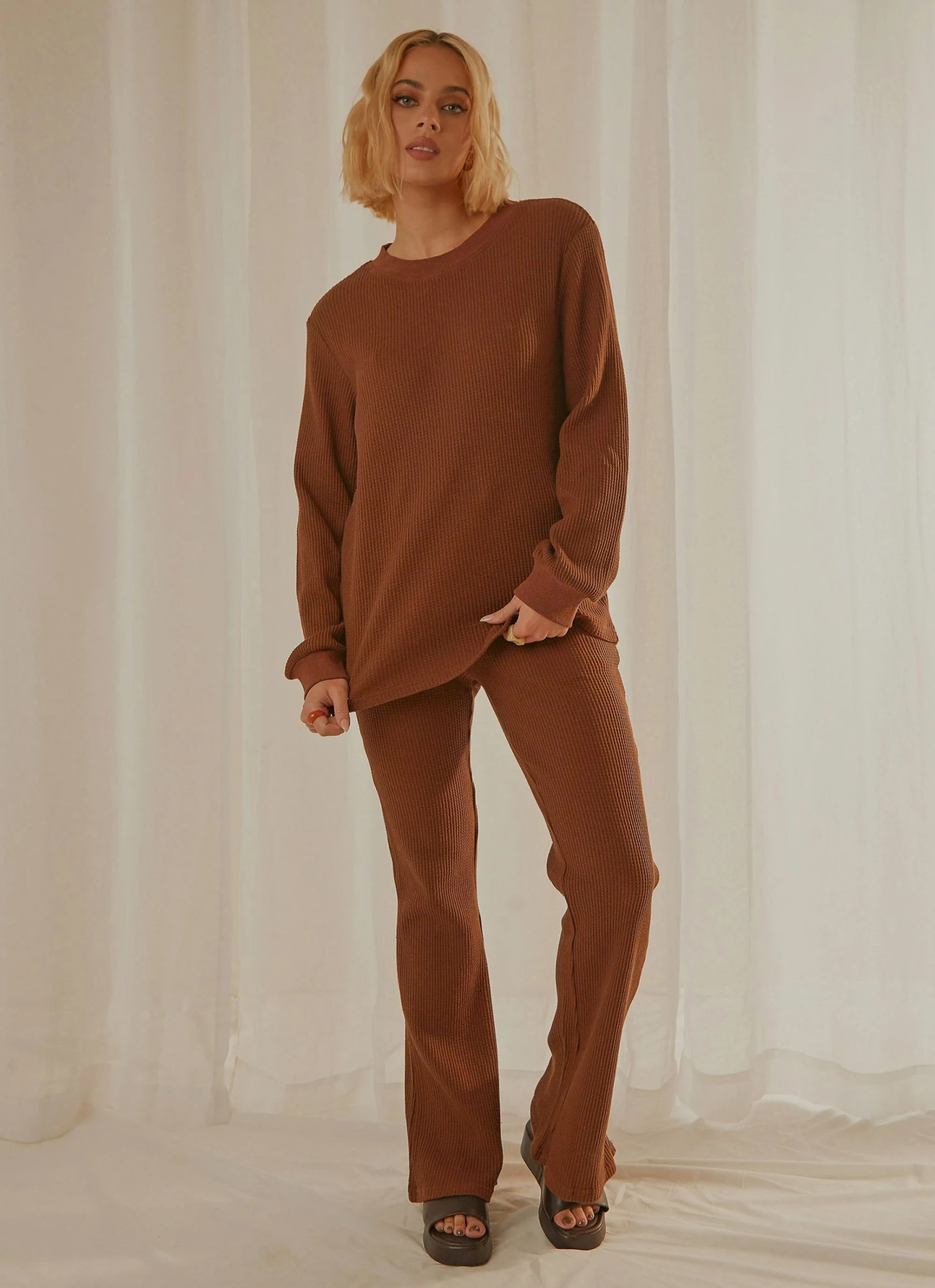 Peppermayo Exclusive Kallie Waffle Top - Chocolate 6 Peppermayo Exclusive Kallie Waffle Top - Chocolate