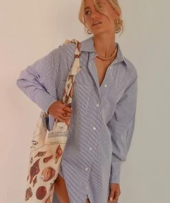 Peppermayo Liasons Oversized Shirt - Blue Stripe New & Most Loved