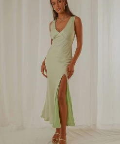 Peppermayo Exclusive New & Most Loved Billie Split Maxi Dress - Sage