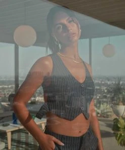 Riley Hubatka X Peppermayo Dance Town Vest Top - Pinstripe New & Most Loved