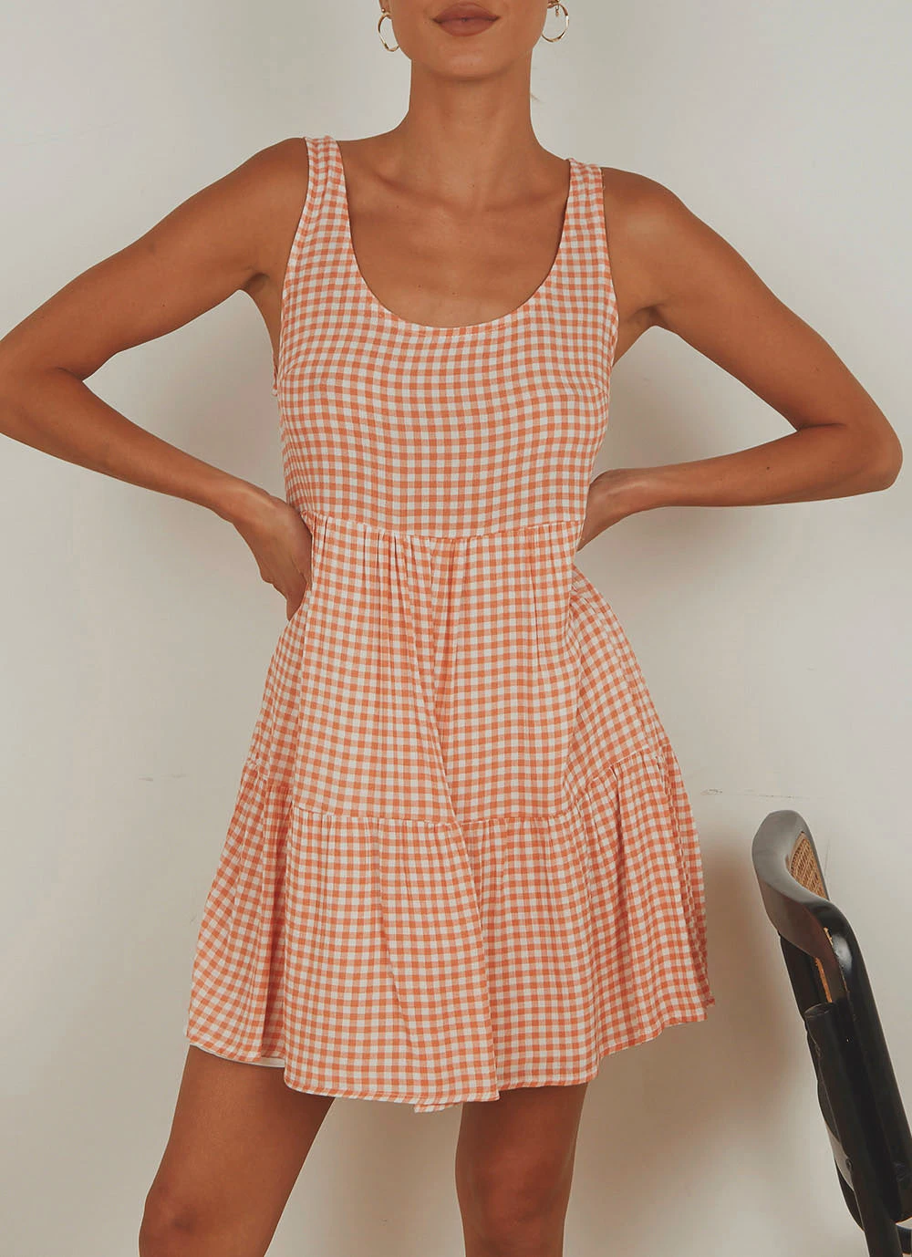 Peppermayo Facing The Sun Mini Dress - Peach Gingham New Dresses 4 Peppermayo Facing The Sun Mini Dress - Peach Gingham New Dresses