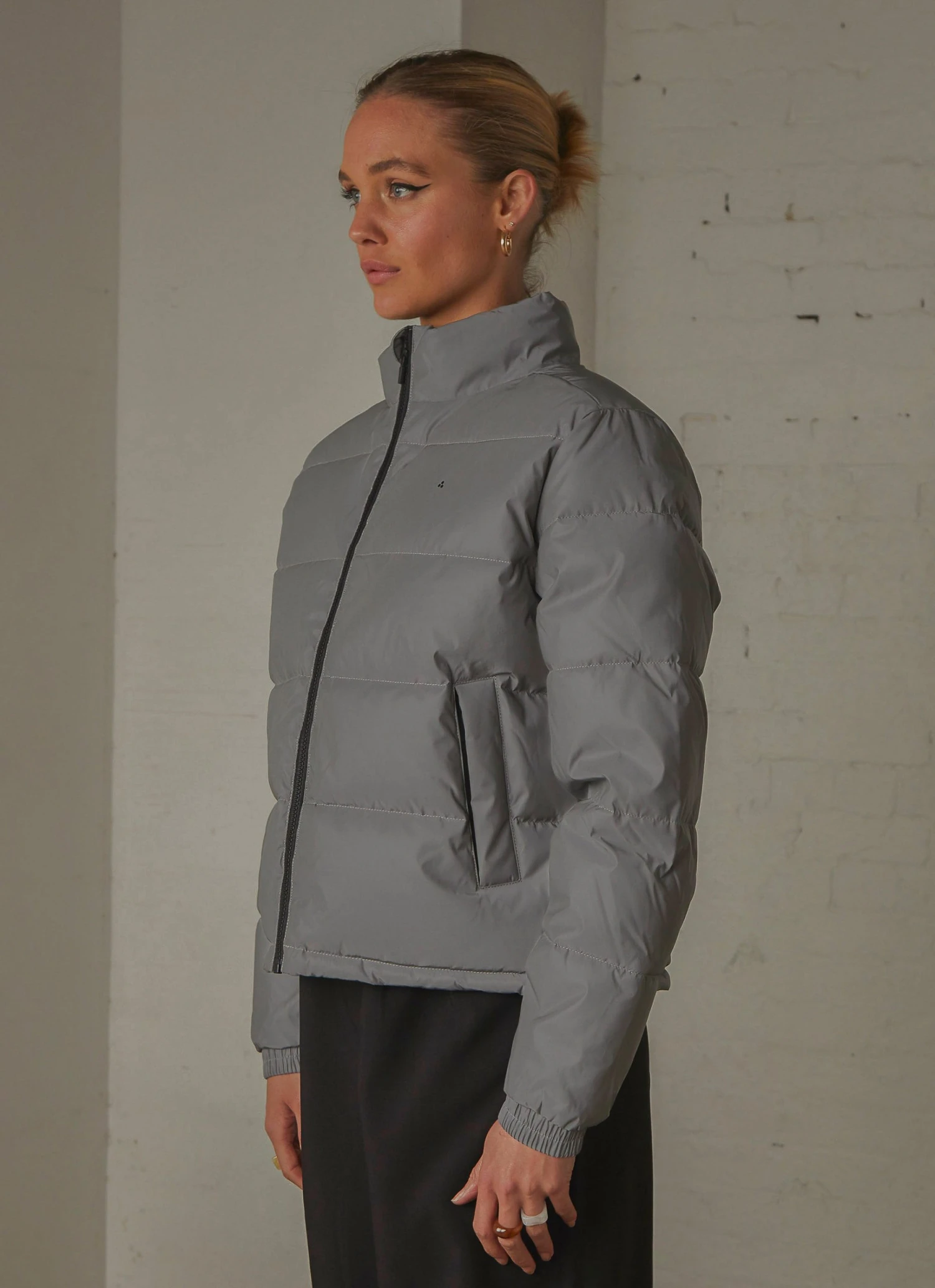 Huffer Womens Track Puffer Jacket - Reflective 7 Huffer Womens Track Puffer Jacket - Reflective