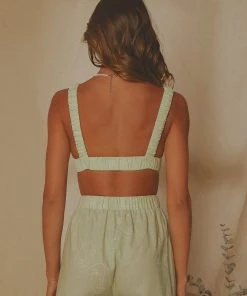 Peppermayo Exclusive New & Most Loved Cici Linen Crop Top - Sage