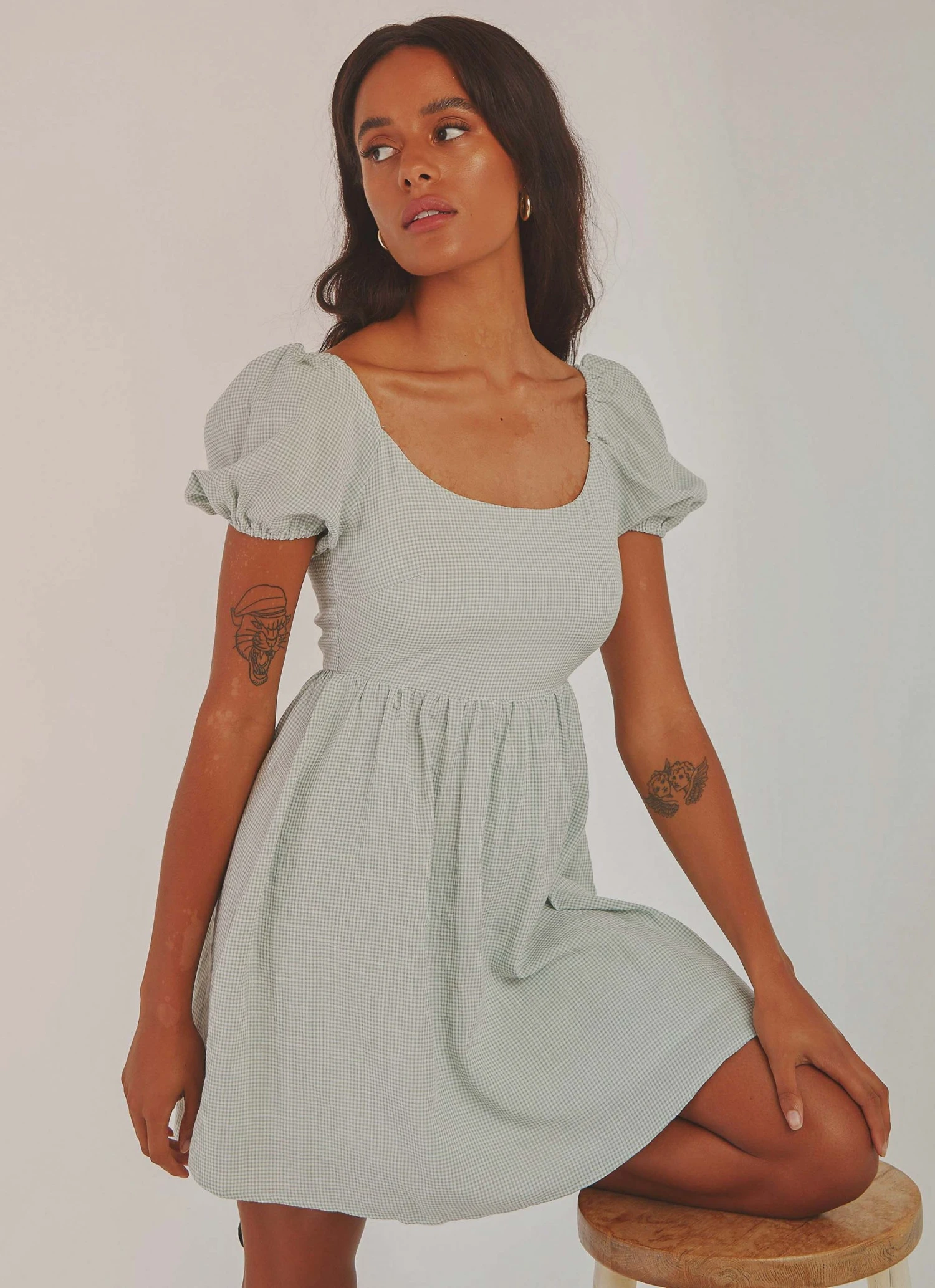 Peppermayo On The Horizon Mini Dress - Sage Gingham 3 Peppermayo On The Horizon Mini Dress - Sage Gingham