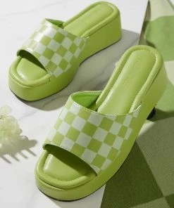 Cult Avenue Kimora Mule - Lime Checkerboard