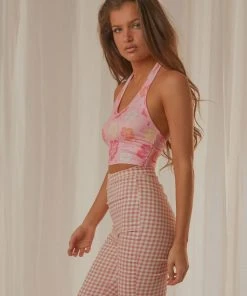 Peppermayo Exclusive Maui Halter Crop - Pink Hawaiian Floral 10 Peppermayo Exclusive Maui Halter Crop - Pink Hawaiian Floral