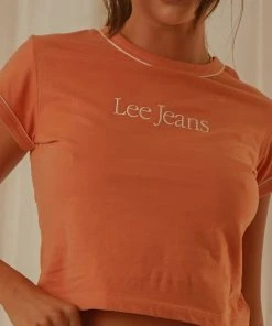 Lee New & Most Loved Piped Baby Tee - Coral Gold 12 Lee New & Most Loved Piped Baby Tee - Coral Gold