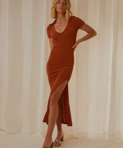 Peppermayo The Last Time Midi Dress - Choc Brown