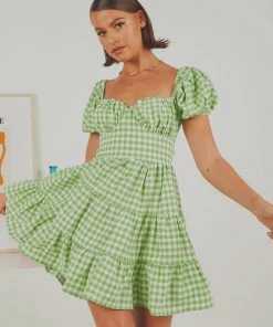 Peppermayo Exclusive Gianna Mini Dress - Green Gingham