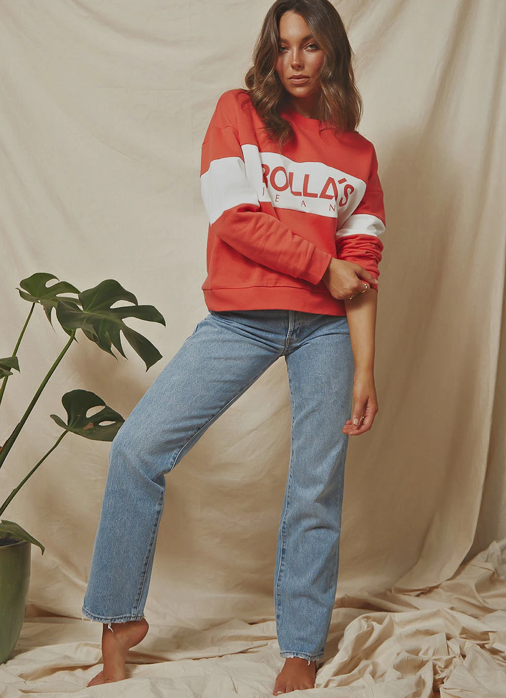 Rolla's Logo Split Sweater - Faded Red 5 Rolla's Logo Split Sweater - Faded Red