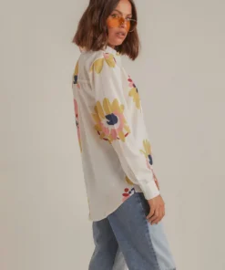 Peppermayo Just For Paris Floral Shirt - White Floral New Tops
