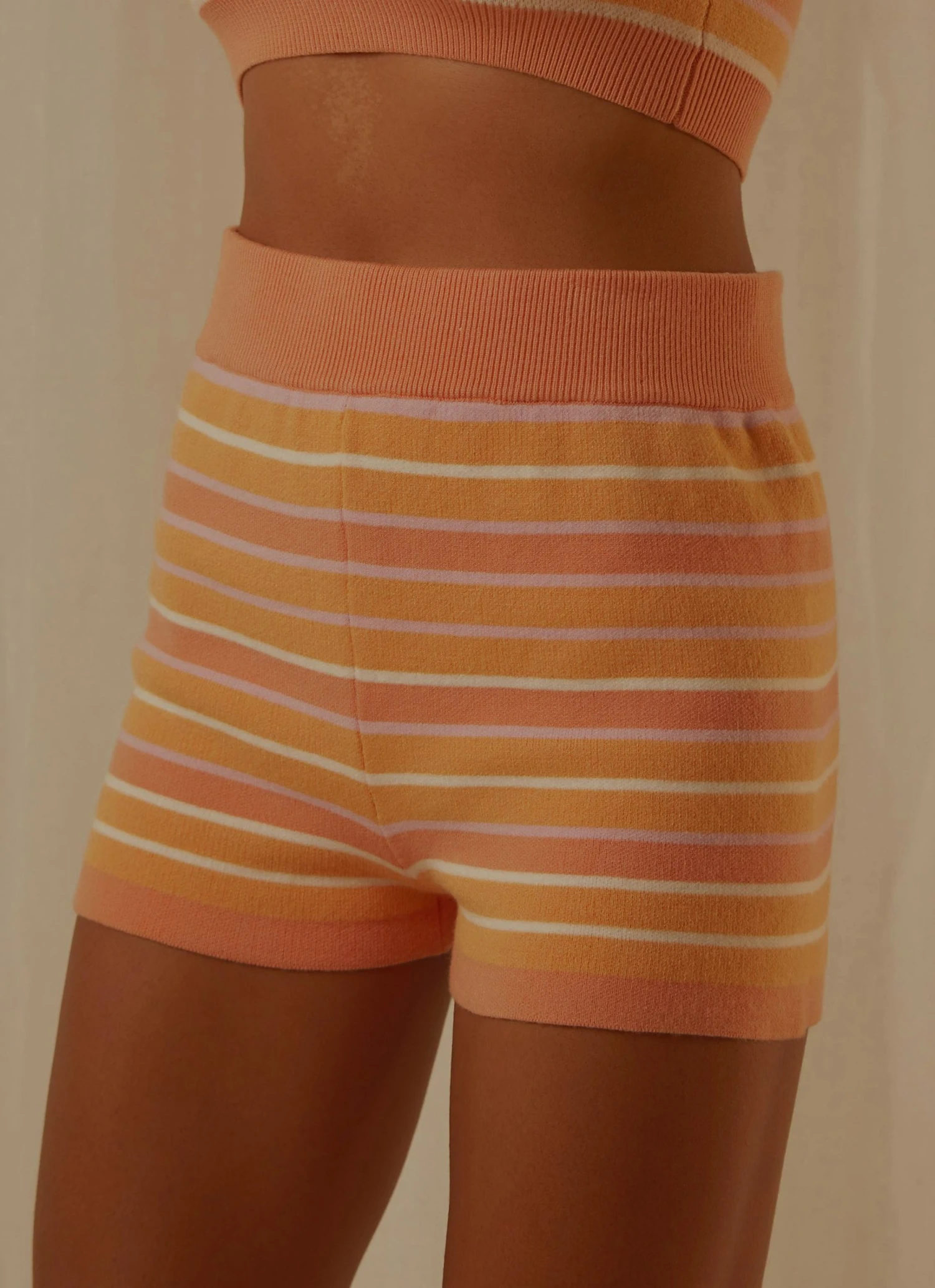 Peppermayo Exclusive New & Most Loved Rhodes Knit Shorts - Peach Multi Stripe 7 Peppermayo Exclusive New & Most Loved Rhodes Knit Shorts - Peach Multi Stripe