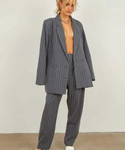 Nude Lucy New & Most Loved Finley Pinstripe Tailored Pant - Navy Pinstripe